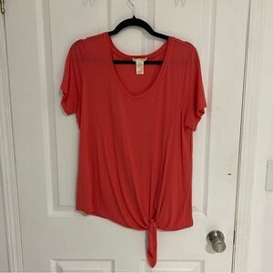Matty M Coral Rayon Stretch Summer Short Sleeve Shirt Womens Size Medium